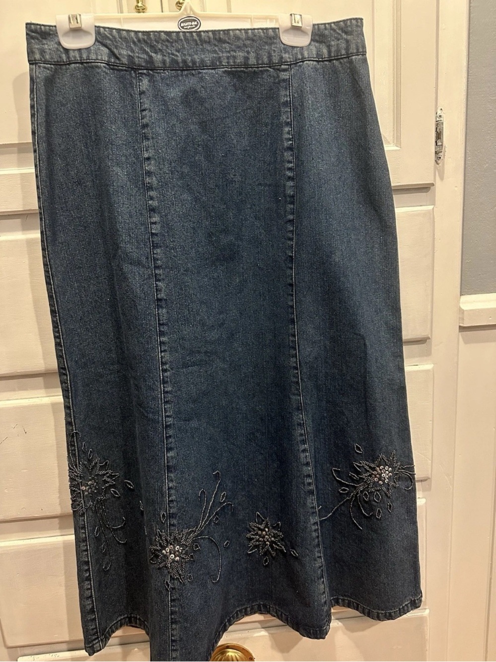 Denim Skirt Christopher banks Size 10 34” Length Sequin Detail